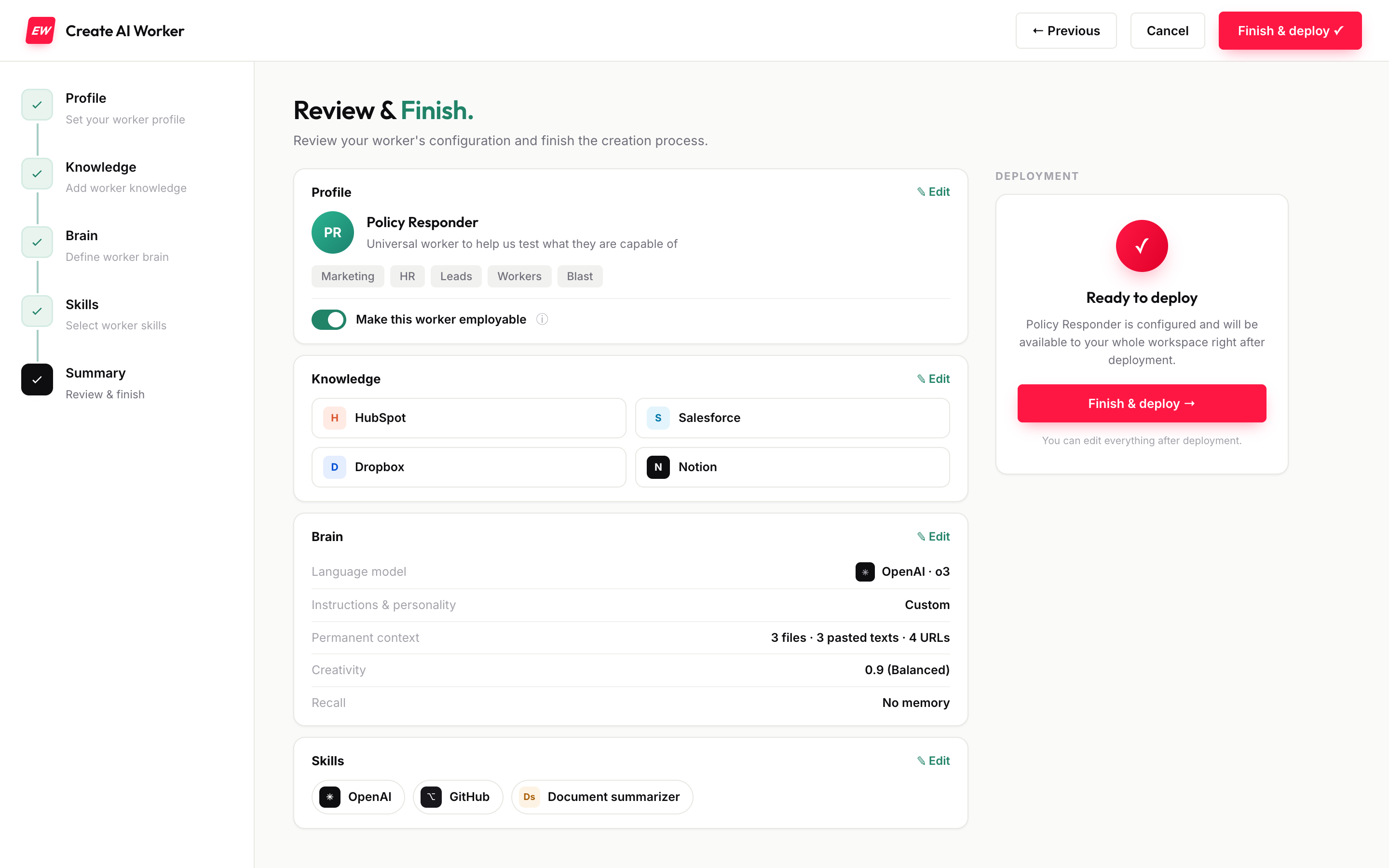 Review and deploy