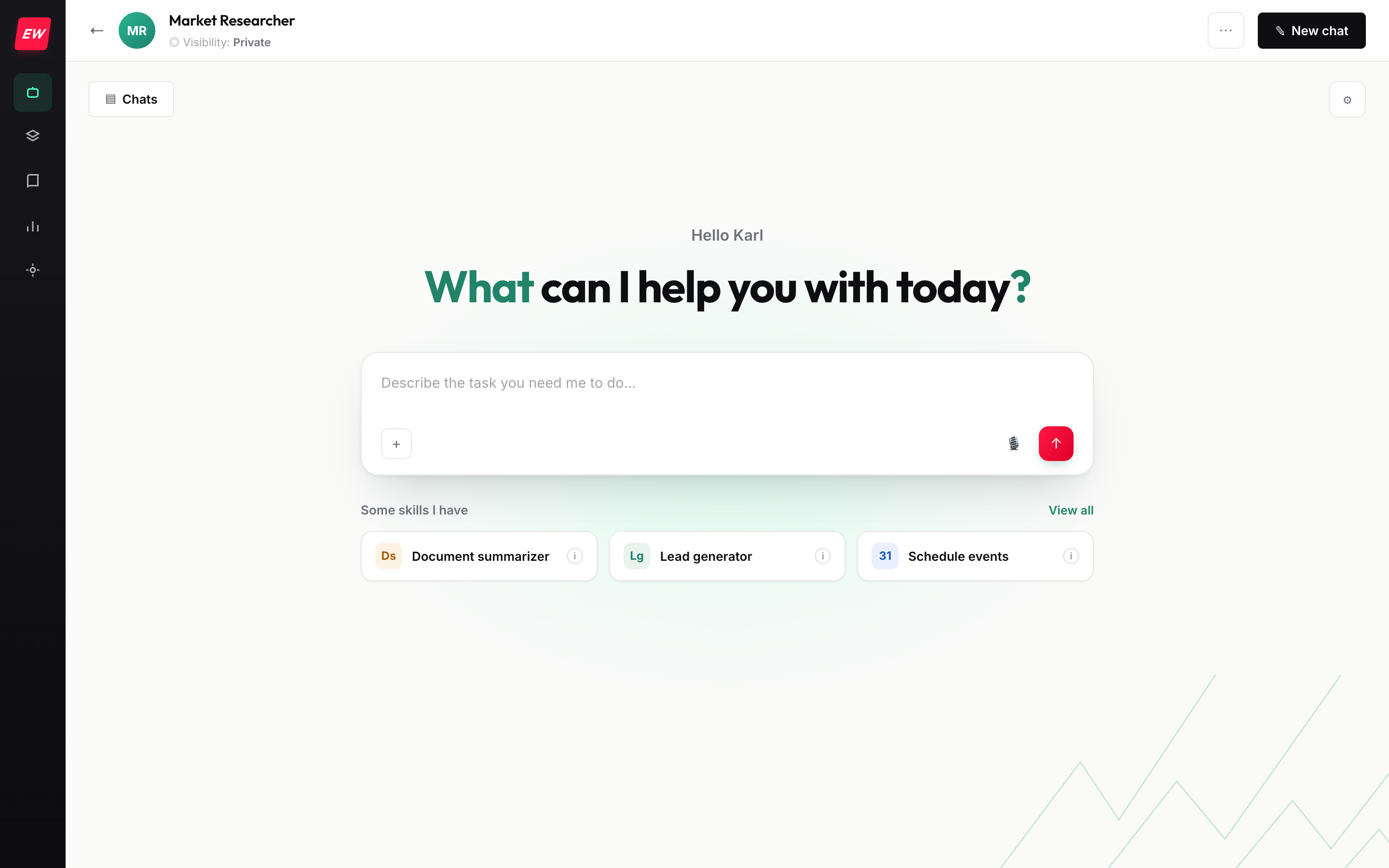 A finished AI worker, live in chat